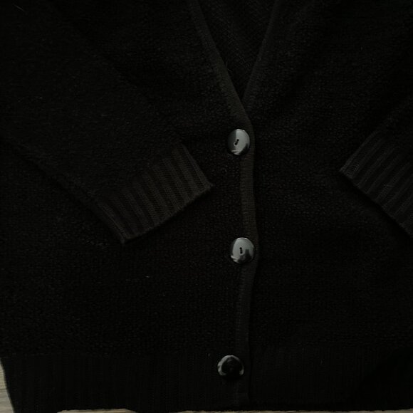 Express Black Button Up Cardigan Textured Cozy Layering - Picture 4 of 5